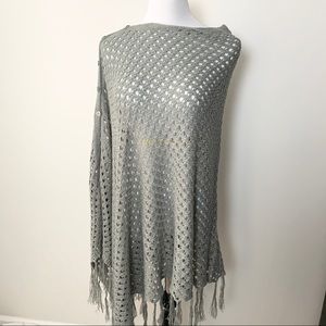 Lularoe gray poncho with fringe